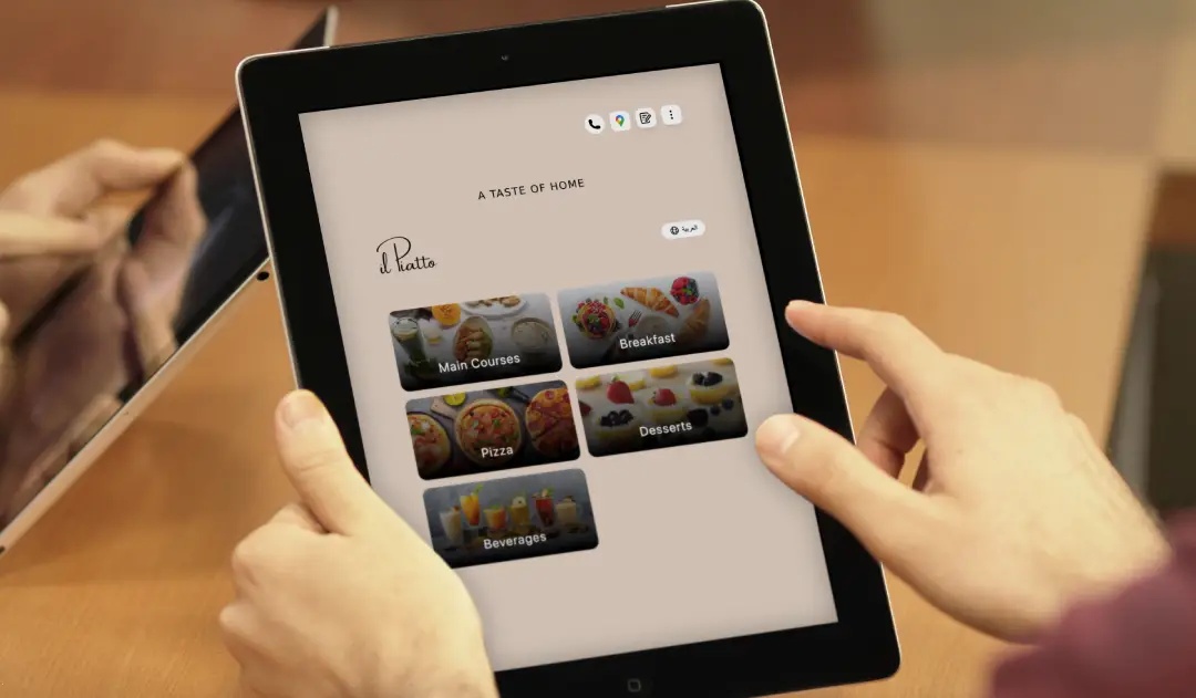Menú digital de Posby mostrando productos en un smartphone